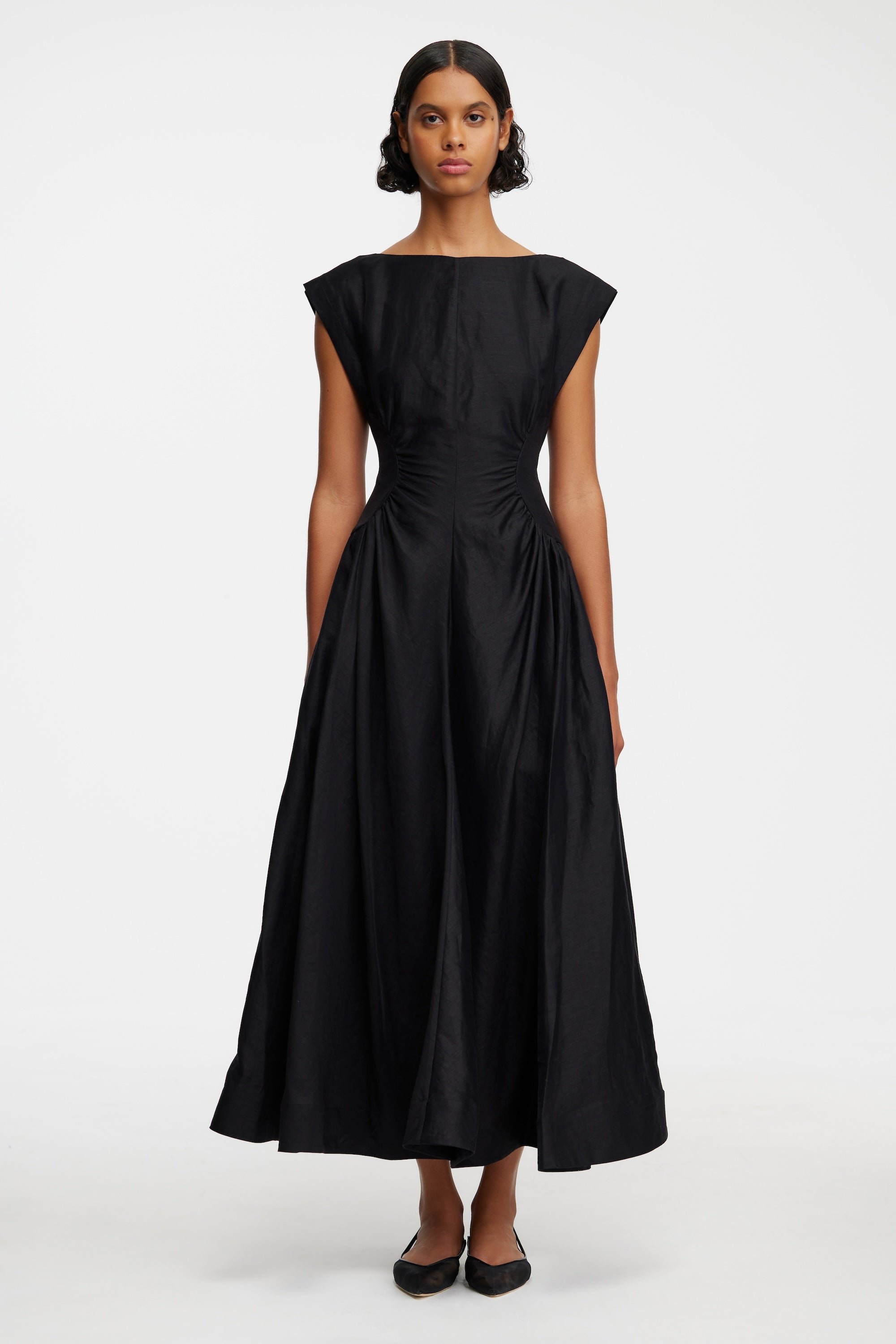 Acler Online AU Emery Midi Dress, Black, AU12 US8, Linen, Viscose, Nylon, Cotton Lining Acler Online AU Emery Midi Dress, Black, AU12 US8, Linen, Viscose, Nylon, Cotton Lining
