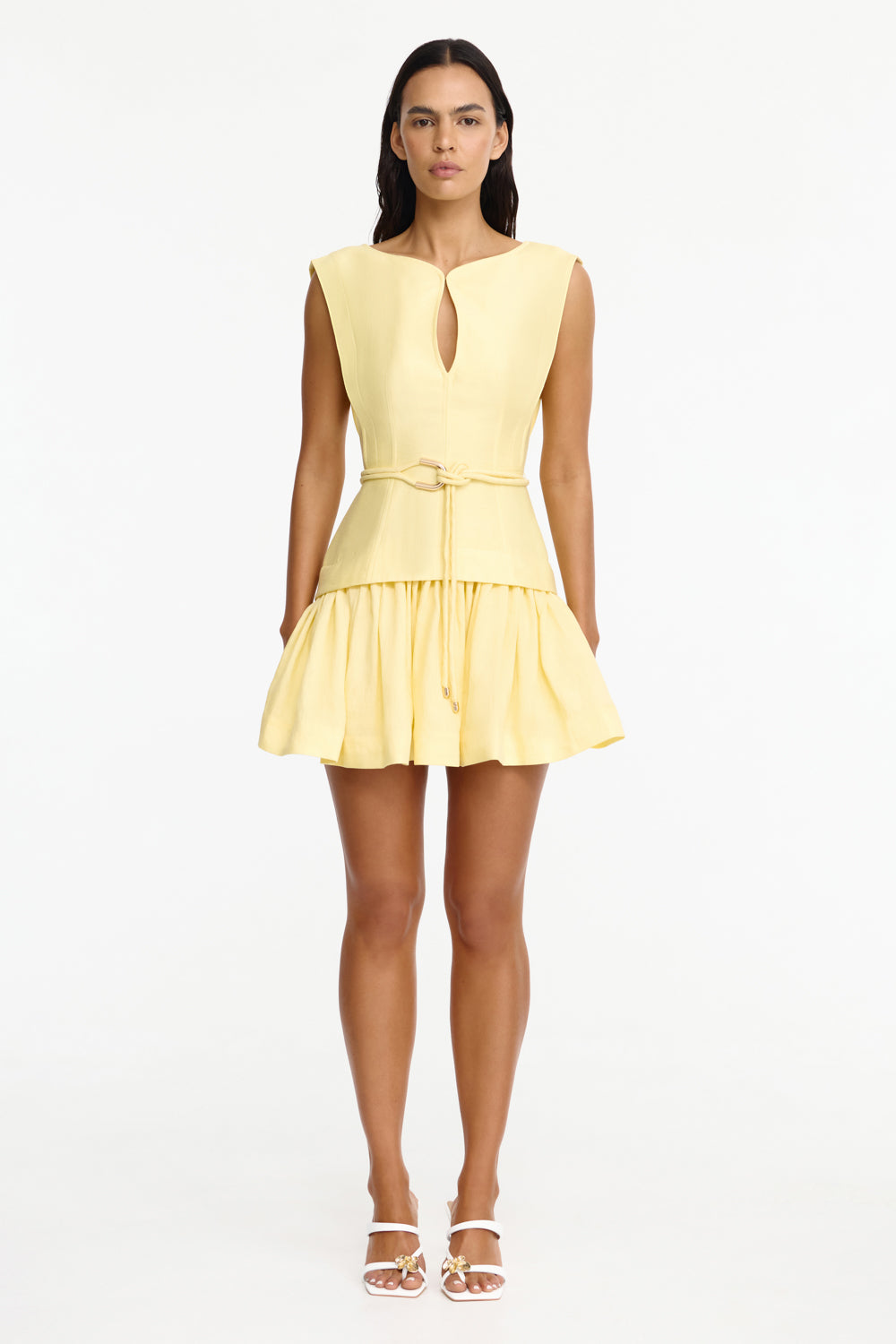 navy blue dress for baby girl Modal Ruched A-Line Mini Dress in Lemon Sherbet - Xs main image 0