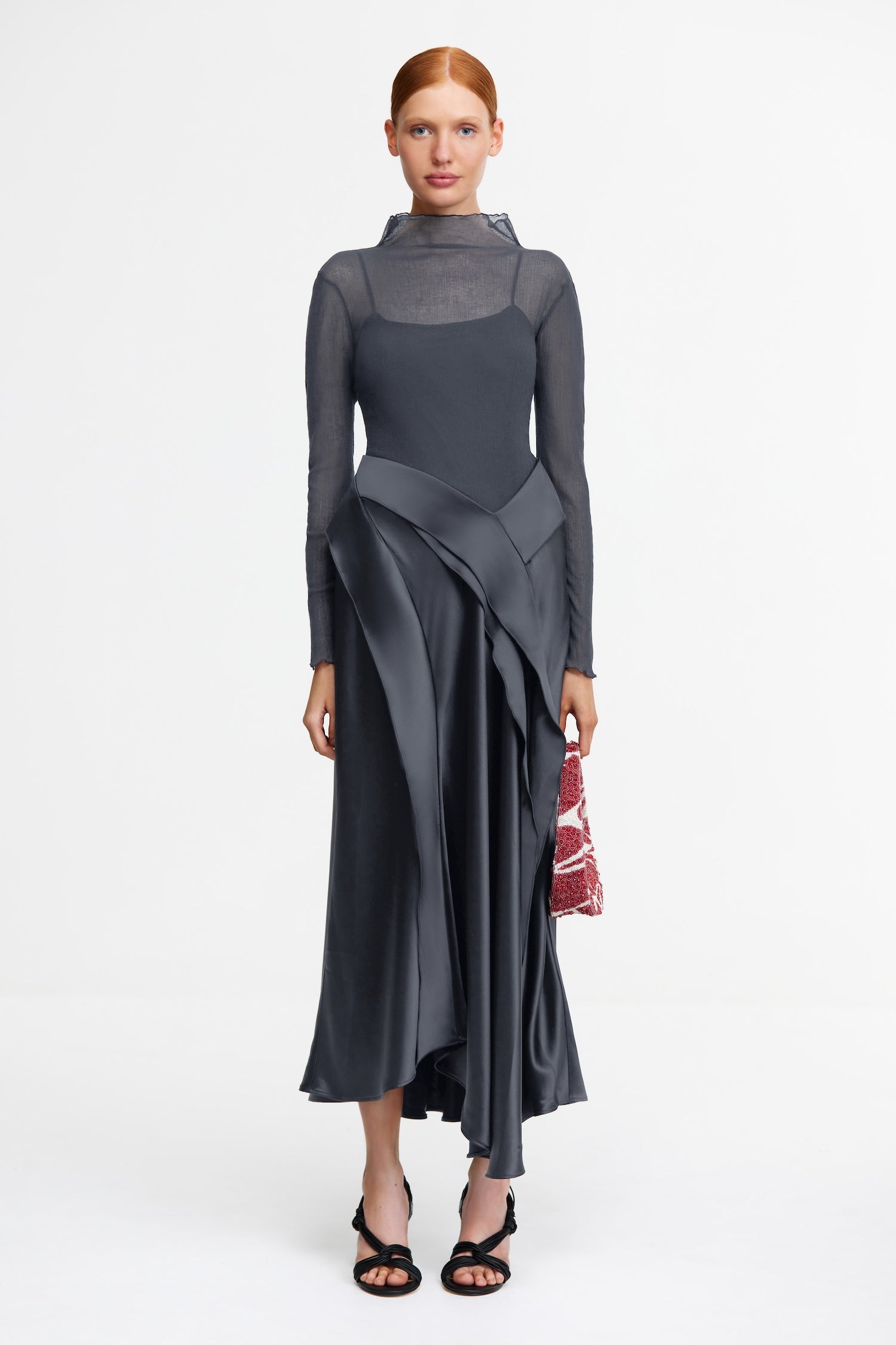 slate grey long dress Robson Maxi Wrap Dress Black / XS main image 0