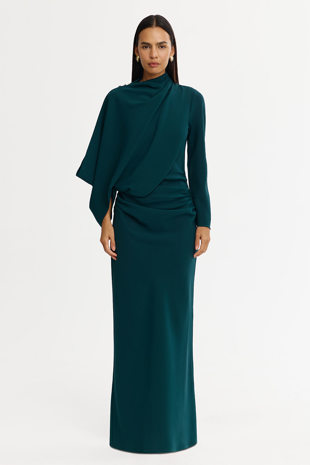 green emerald velvet dress Midnight Laura Emerald Fit-and-Flare Gown Dress – Shoshanna