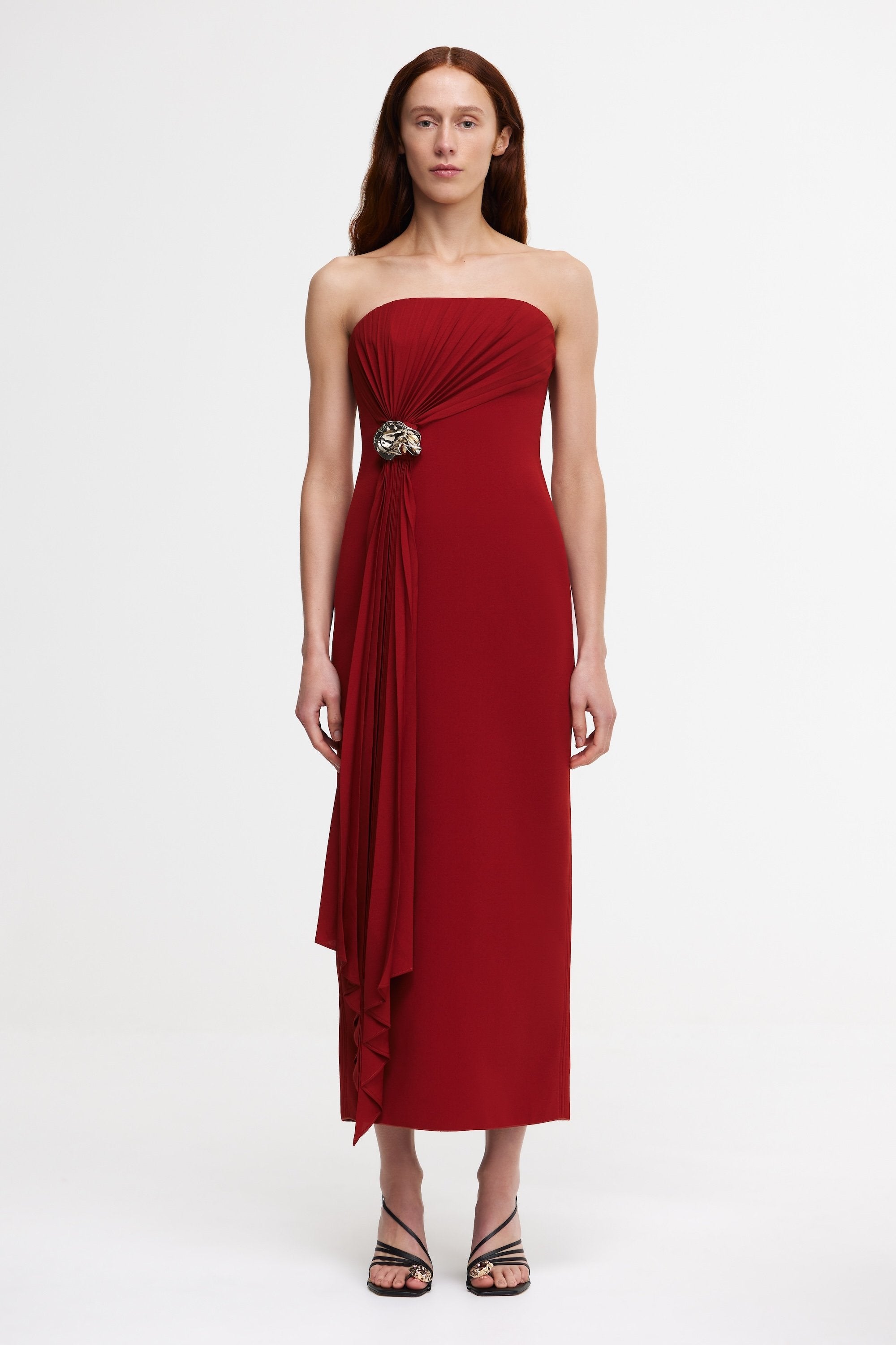 Whitnell Women's Strapless Midi Dress, Burgundy, AU6 US2