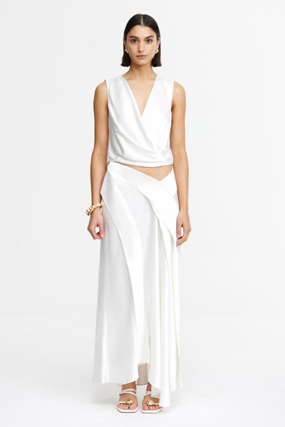 Acler Online AU Women's Maxi Skirt, Ivory, AU6 US2, Acetate Polyester