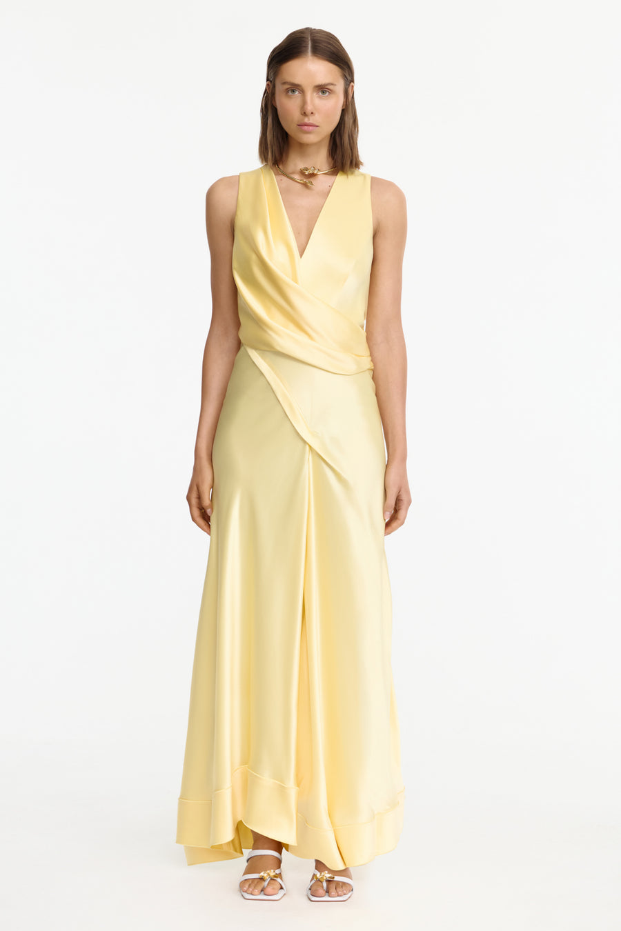 acler seabrook maxi dress Acler Online AU Lemon Sorbet Satin Maxi Dress, AU14 US10