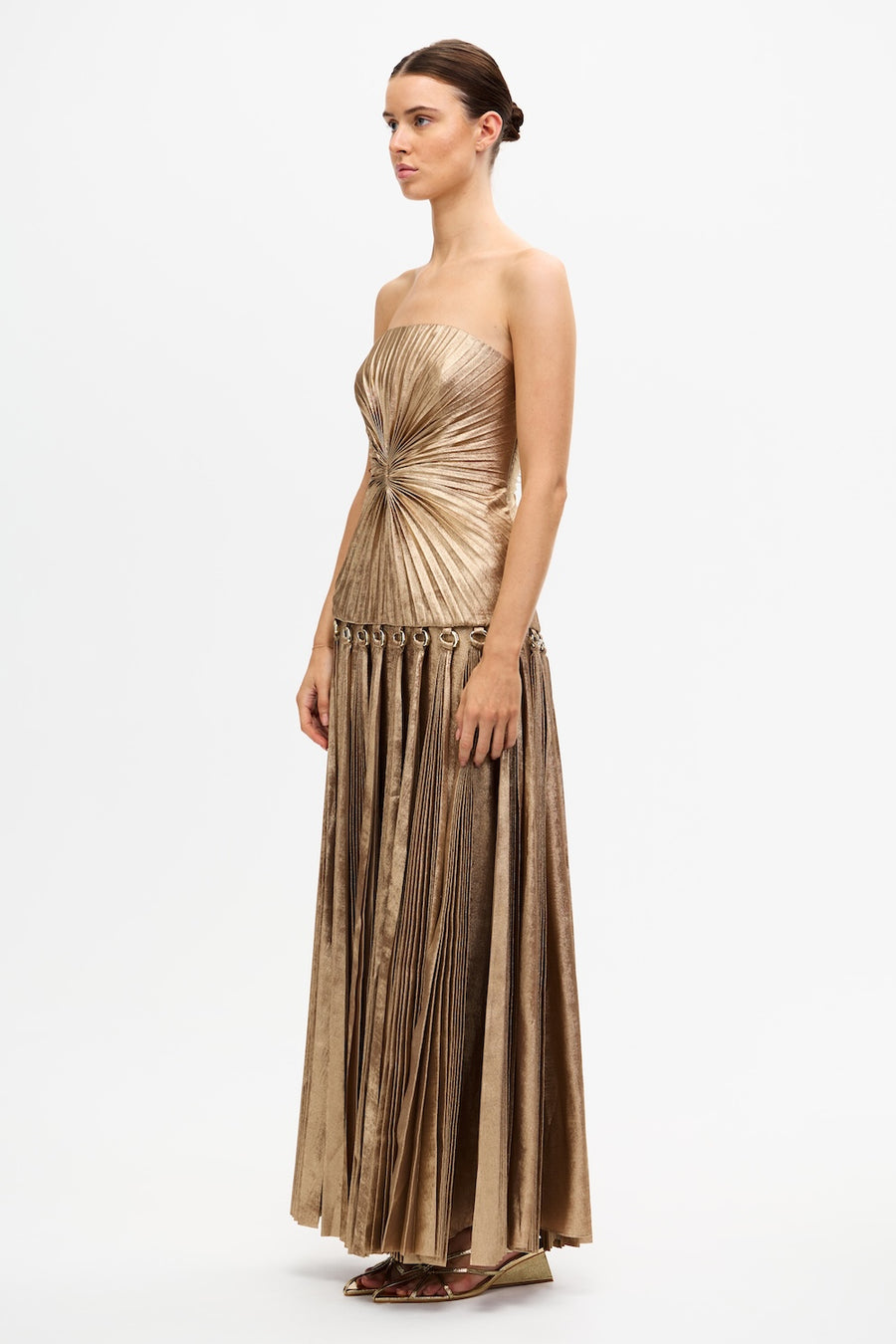 Fintry Strapless Maxi Gown in Gold Fintry Strapless Maxi Gown in Gold