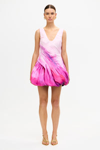 Gerrans Ruched Mini Dress in Pink Lavendar Sunset – Acler