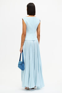 Cornmore Pleated Midi Dress in Powder Blue