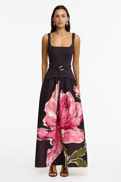 garnet maxi dress Actonhill Sleeveless Maxi Dress in Black & Garnet Magnolia