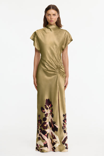 Acler Online AU Women's Floor-length Satin Maxi Dress, Dusk Bulbs, AU6 US2
