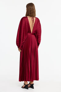 Wonastow Long Sleeve Maxi Dress in Bordeaux Red – Acler