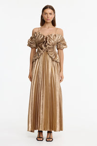acler richdore off-the-shoulder draped maxi dress Hillsome Maxi Dress for Women, Gold, AU6 US2, Polyester