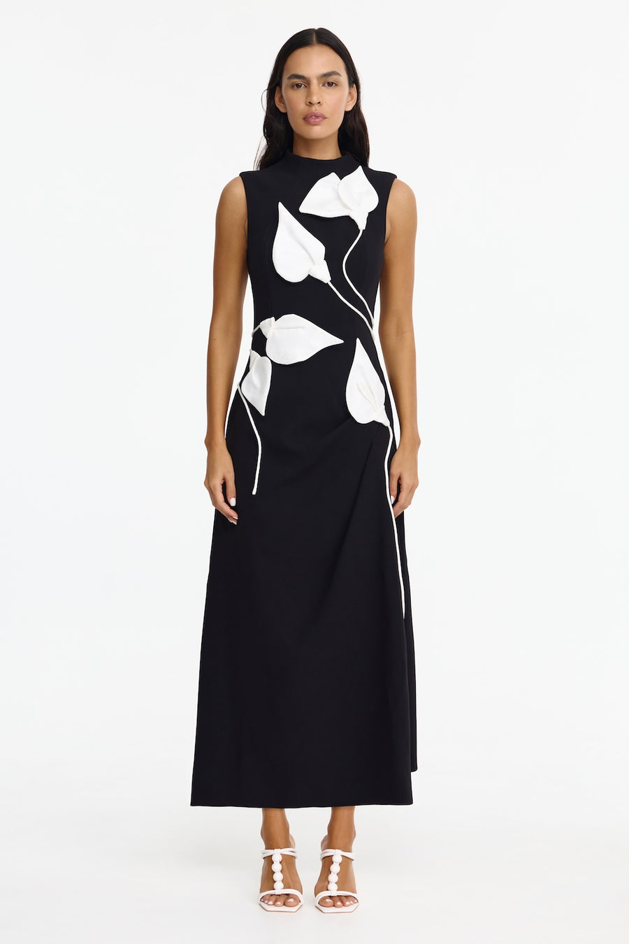 Acler Kadence Midi Dress in Black & Ivory, Size 6 AU