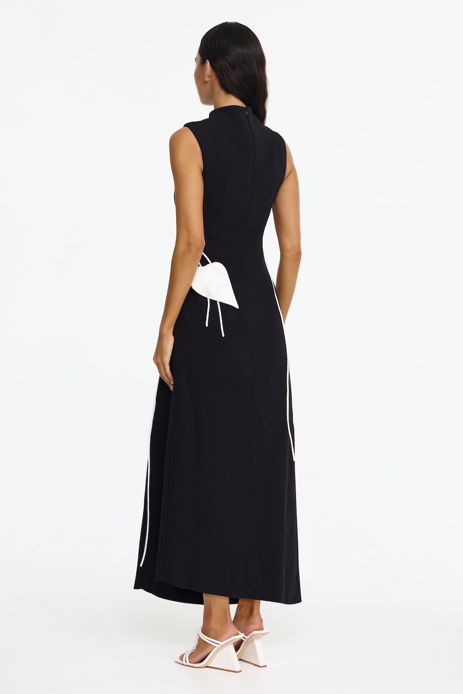 Acler Kadence Midi Dress in Black & Ivory, Size 6 AU