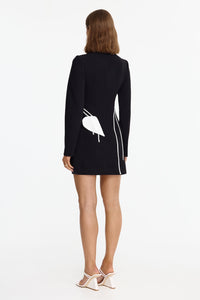acler kadence long-sleeve floral appliqué dress MINI English Rose Velvet Dresses Black Principles Tie Back dimensional twist to the Waist Inches:40