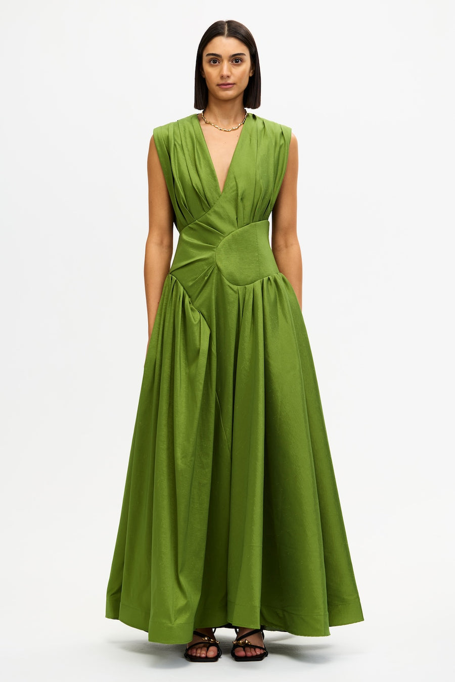 Innoxhill V Neck Maxi Dress in Basil Green Innoxhill V Neck Maxi Dress in Basil Green