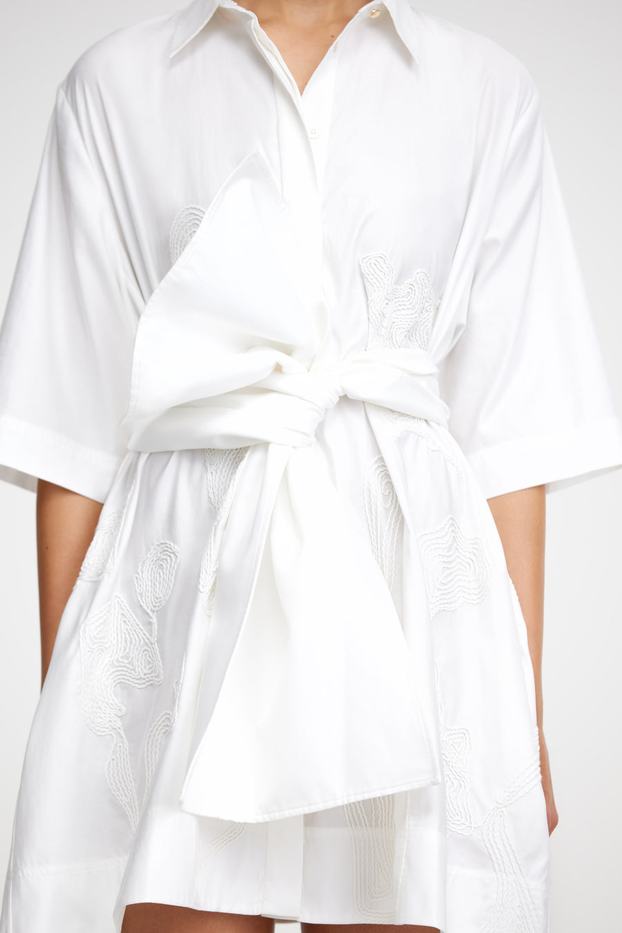 Acler Online AU Mini Shirt Dress, Ivory, AU8 US4, Cotton