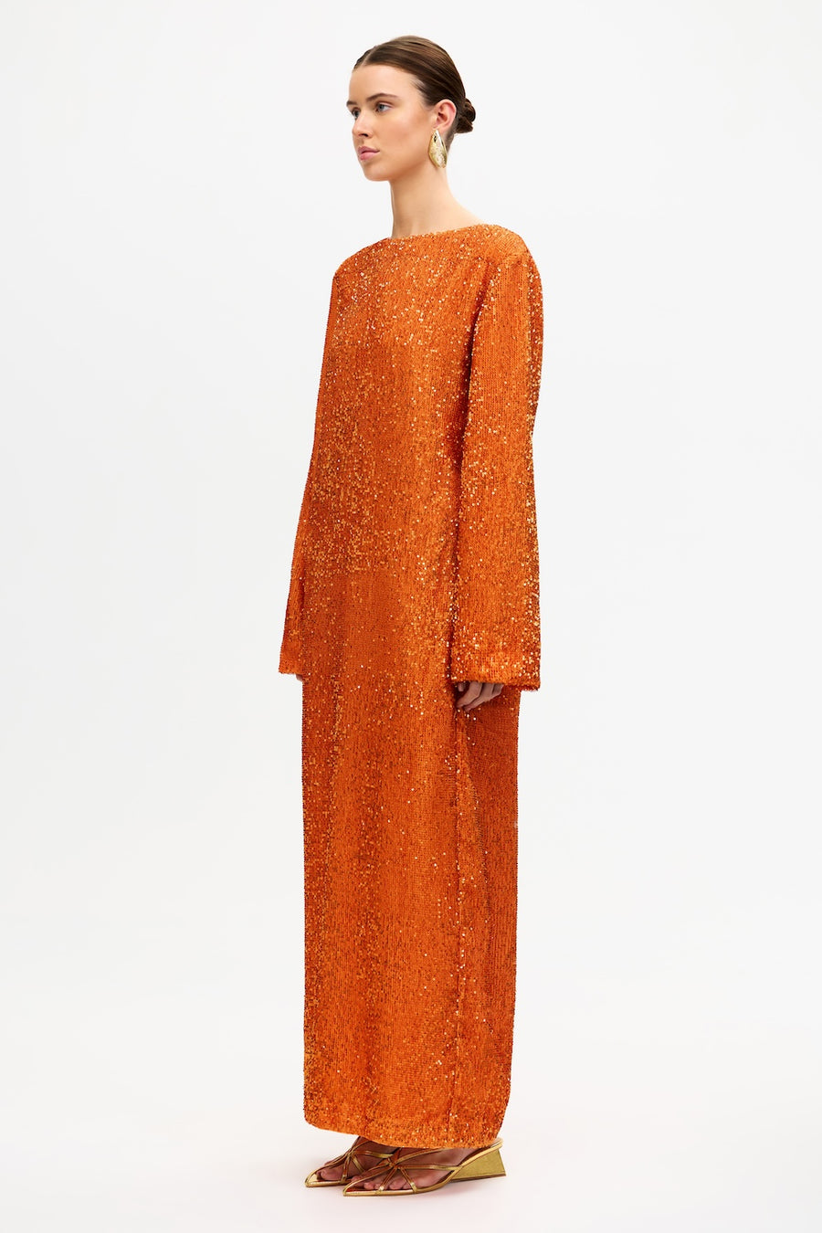 Acler Online AU Sequin Embellished Maxi Dress, Fanta Color, AU14/US10 Size