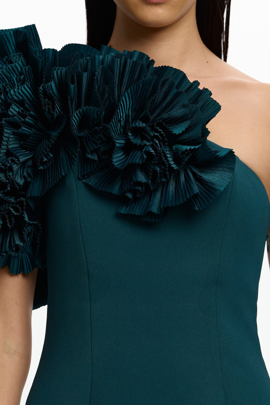 acler hampstead midi dress Acler Online AU Midnight Emerald One-shoulder Midi Dress, AU16 / US12