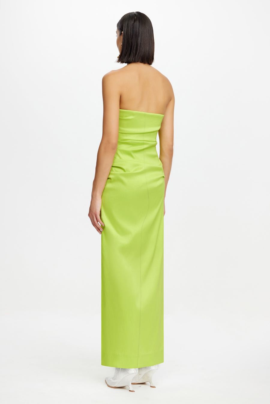 Lade Strapless Midi Dress in Citron Yellow