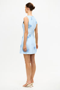Blairhall V Neck Mini Dress in Powder Blue