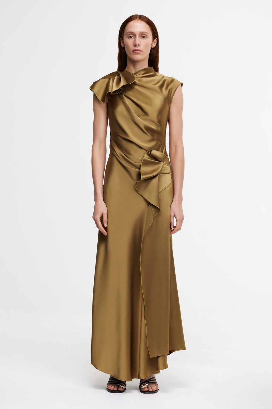Acler Online AU Golden Moss Satin Maxi Dress, AU6 US2 Acler Online AU Golden Moss Satin Maxi Dress, AU6 US2