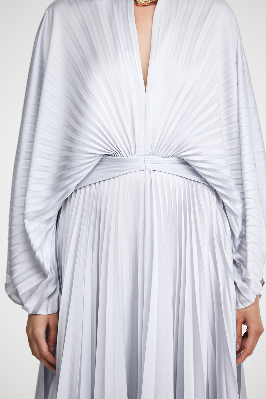 acler silver dress The Kelsale Maxi Dress in Silver. , Crafted in metallic foil fabrication with sculptural pleating, its elongated silhouette and delicate straps deliver understated impact., Discover new arrivals,