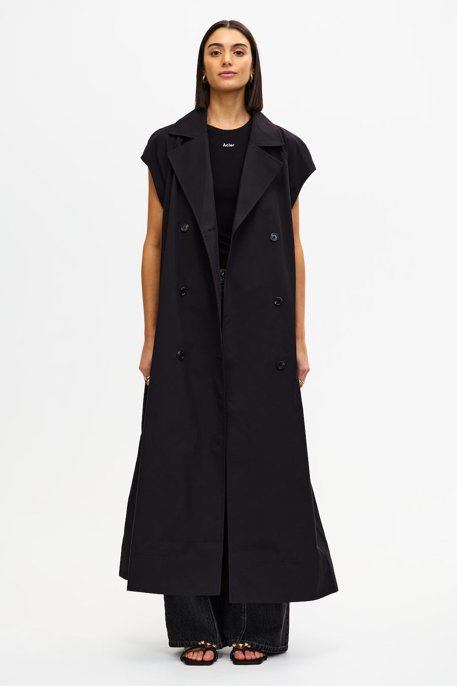 long trench dress Conford Coat by ACLER ONLINE AU, Heavy Woven Cotton-Blend, Black, AU10 US6 CLASSIC dinner parties Color:Champagne Cream Ma Cherie SEQUIN LONG