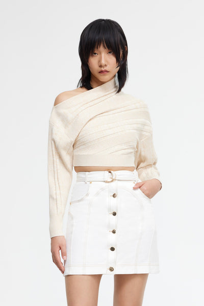 スカート SPORTMAX Ivory Wool Blend Earry1 Mini Skirt AL2401092S-F1-VALLEYBROOK-MINI